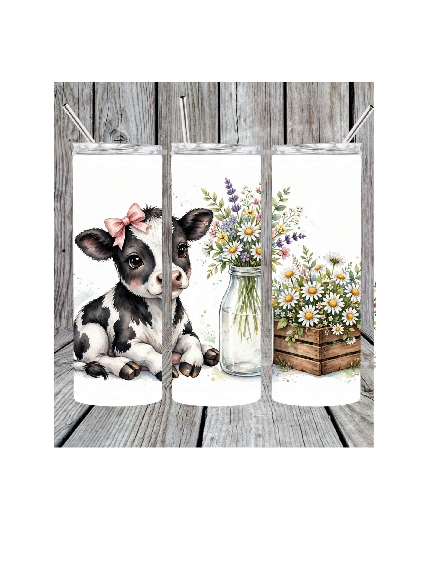 Cow and daisy tumbler